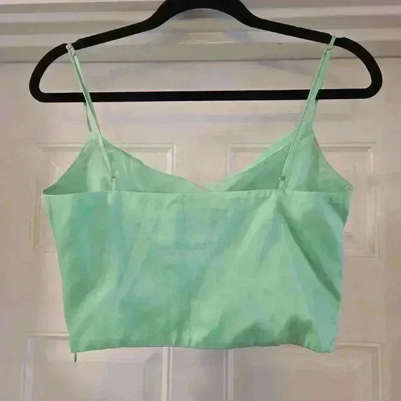 Zara Satin Corset Style Spagetti Straps Crop Top Green Womens Size Small - Picture 2 of 7